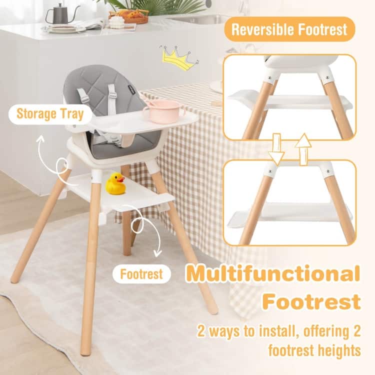 6-in-1 Baby High Chair with Removable Dishwasher and Safe Tray - 24.5" x 23" x 35.5"