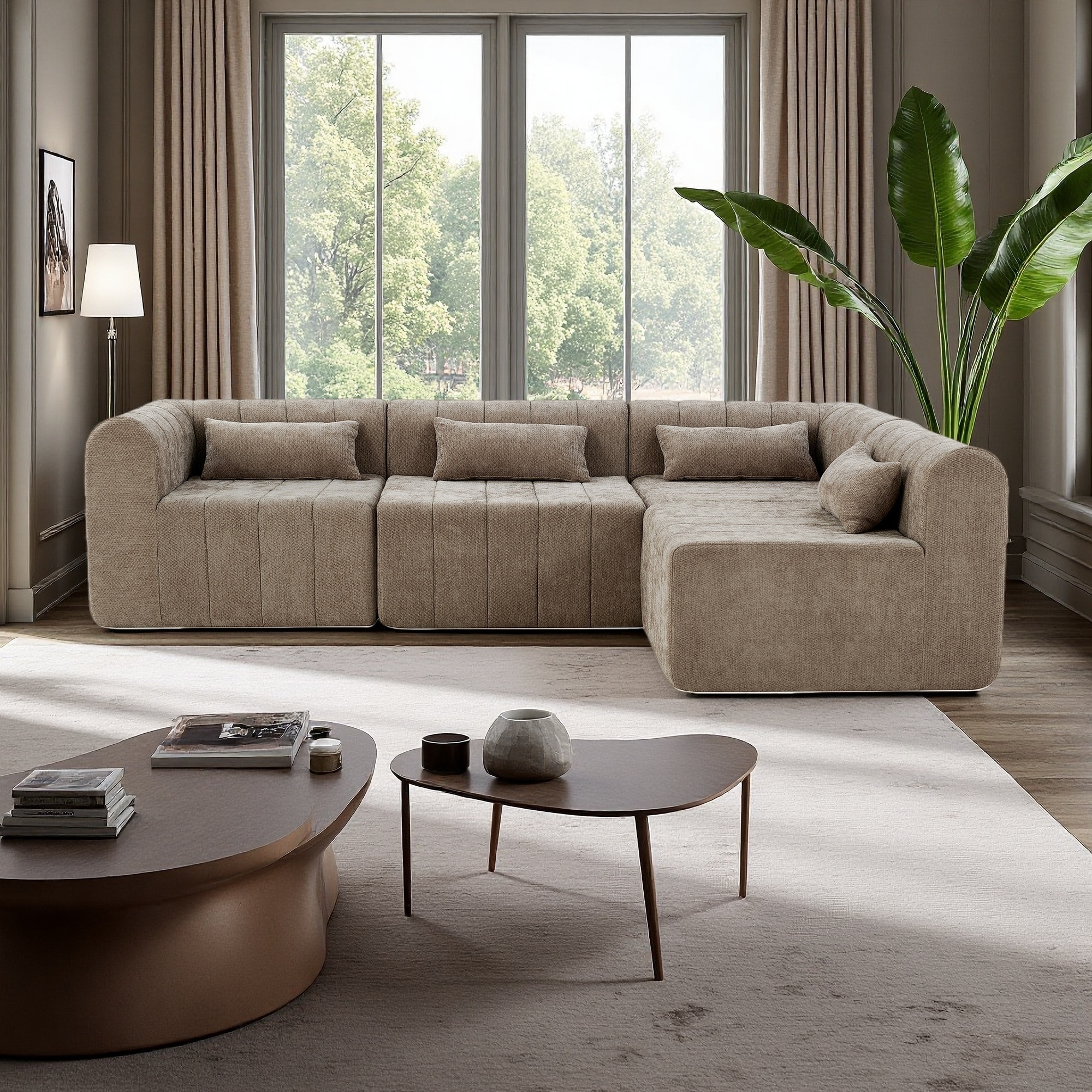 145.5'' Polyester Modular Sectional Sofa with Compressed Sponge (4-Piece)