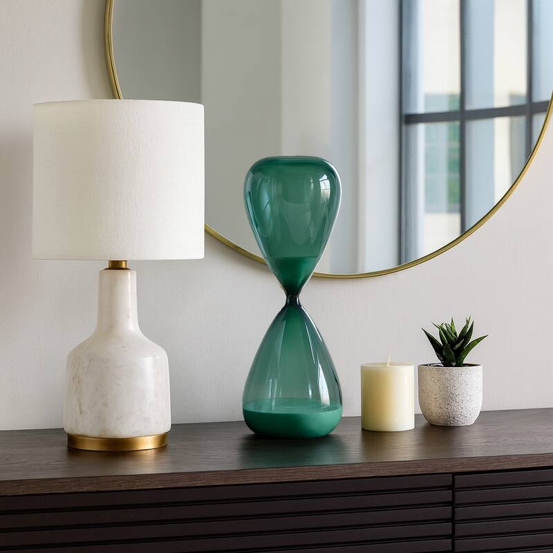Modern Glass Hourglass Sculpture - Home Decor