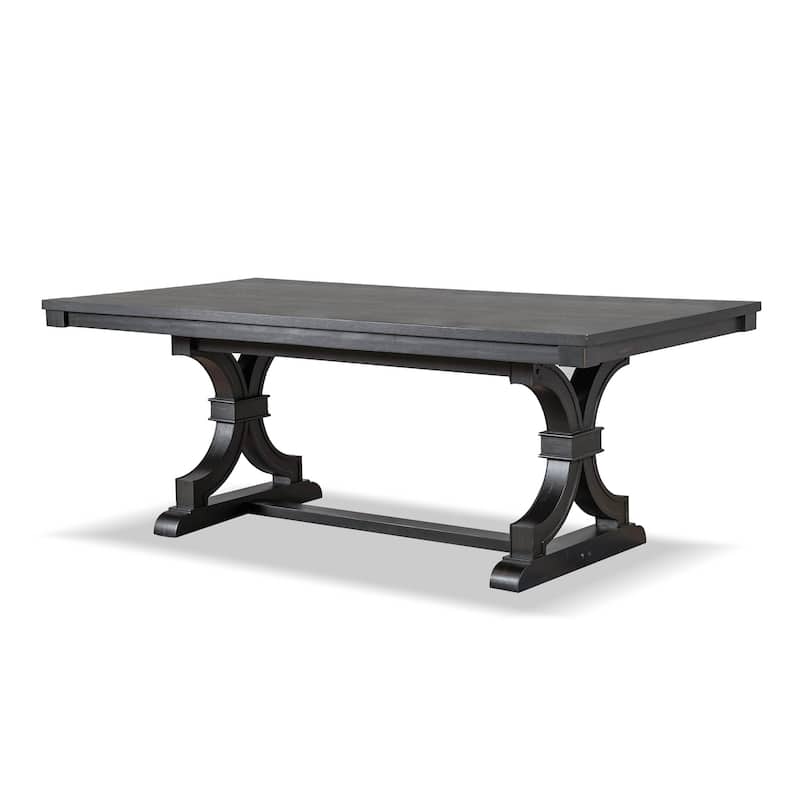 Furniture of America Kieran Farmhouse Black 79-inch Solid Wood Dining Table