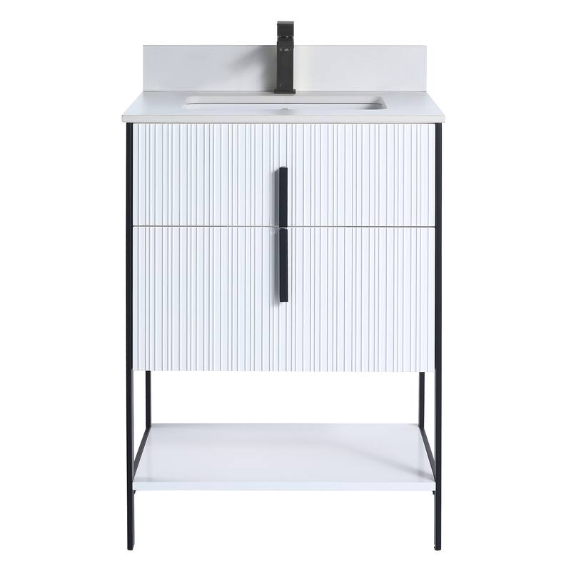 Fine Fixtures Serenity Modern Bathroom Vanity with White Stone Top