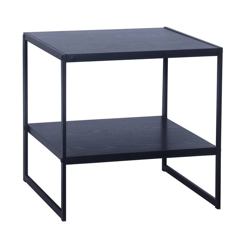 Household Essentials Square End Table - Black Oak