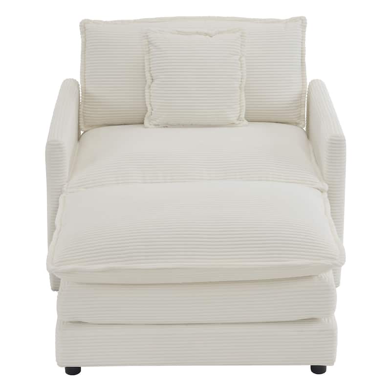 Corduroy Chair with Ottoman & Storage