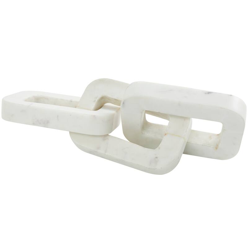 Minimalist White Marble Geometric 2 and 3 Link Chain Sculpture