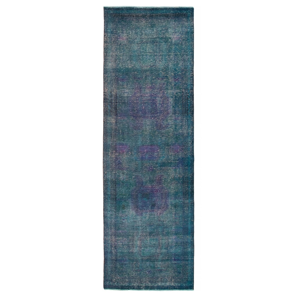 ECARPETGALLERY Hand-knotted Color Transition Blue Wool Rug - 3'4 x 10'3