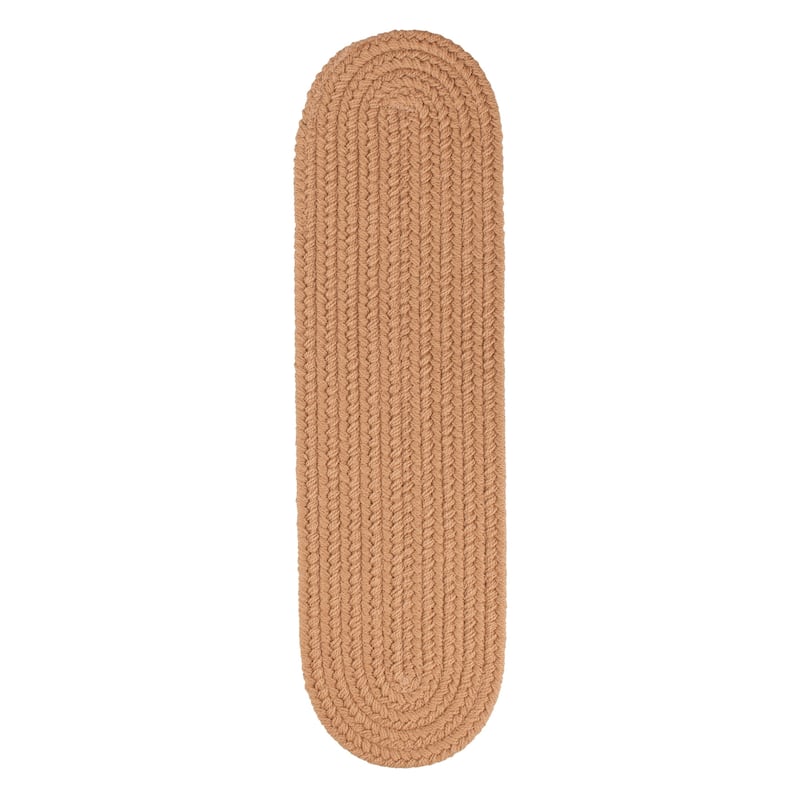 Rhody Rug Madeira Indoor/ Outdoor Braided Rounded Area Rug - Camel - 8" x 28" Oval