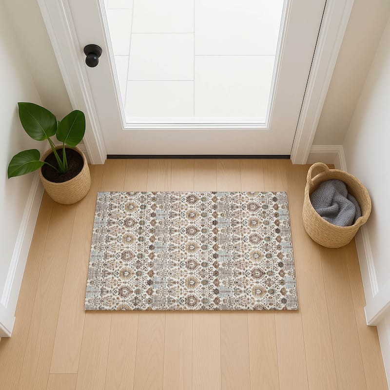 Machine Washable Indoor/ Outdoor Traditional Xander Chantille Rug