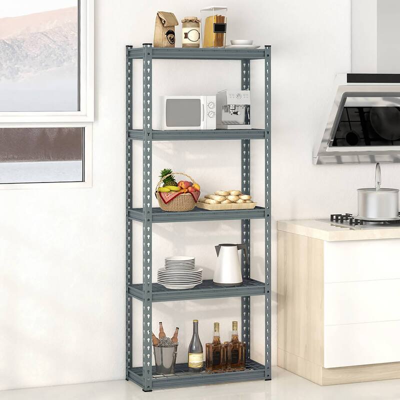 Gymax 5-Tier Metal Shelving Unit Heavy Duty Wire Storage Rack with
