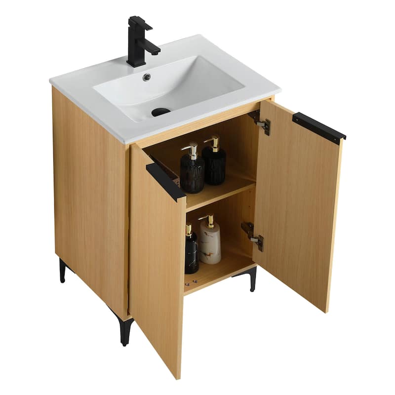 Fine Fixtures Wilmington Bathroom Vanity with White Ceramic Sink.