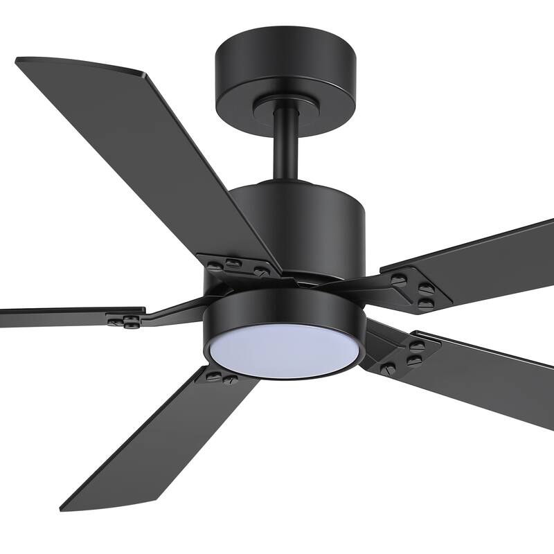52-Inch Matte Black Ceiling Fan with RGB LED Light and Voice Control((5 Reversible Blades)