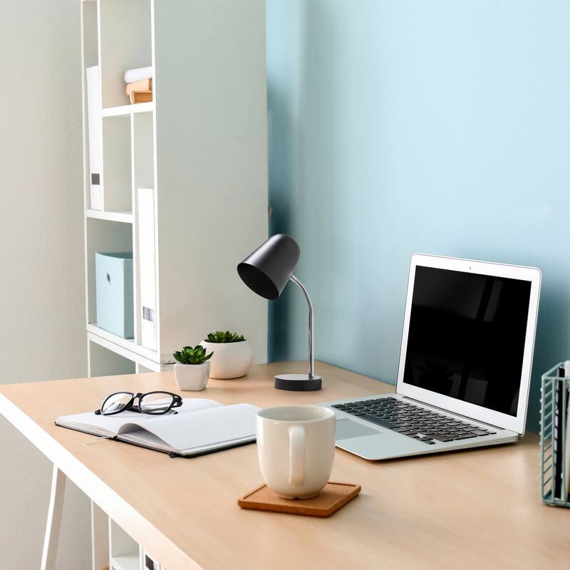 Gooseneck Desk Lamp with Adjustment Shade - 15.25" - Black