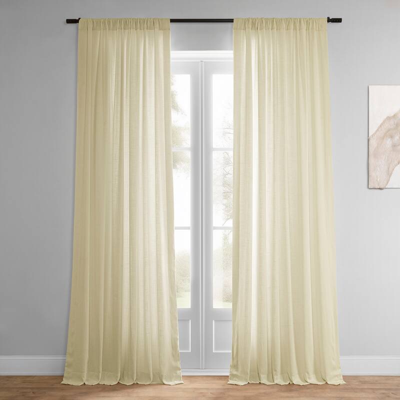 Exclusive Fabrics Summer Solid Linen Blend Rod Pocket Light Filtering Curtains For Bedroom & Living Room Curtains (2 Panels) - 50 X 84 - Cream