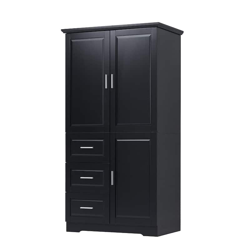 Roomfitters Tall and Wide Storage Cabinet with 3 Drawers and Doors for Bathroom or Office Freestanding Unit