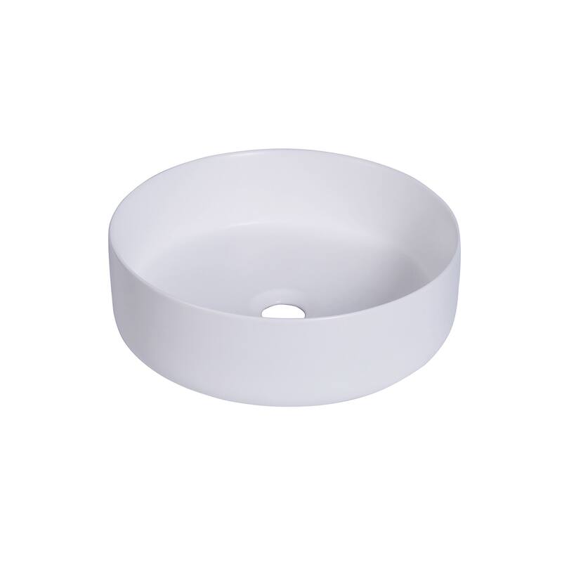 Altair 14 x 14 in. Round White Finish Ceramic Vessel Bathroom Vessel Sink