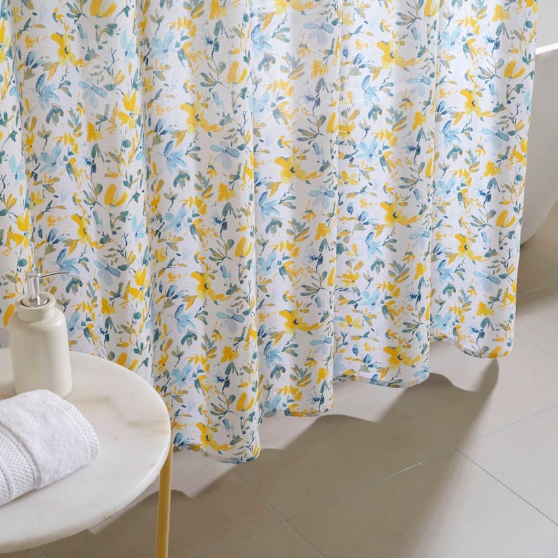 Nora 100% Cotton Floral Shower Curtain