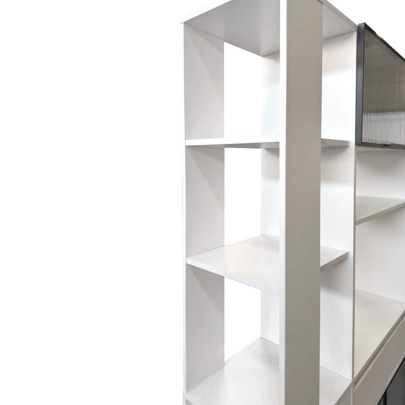 71" Tall Wooden Storage Cabinet for Hallway, Modern Multi-Functional Entrance Organizer