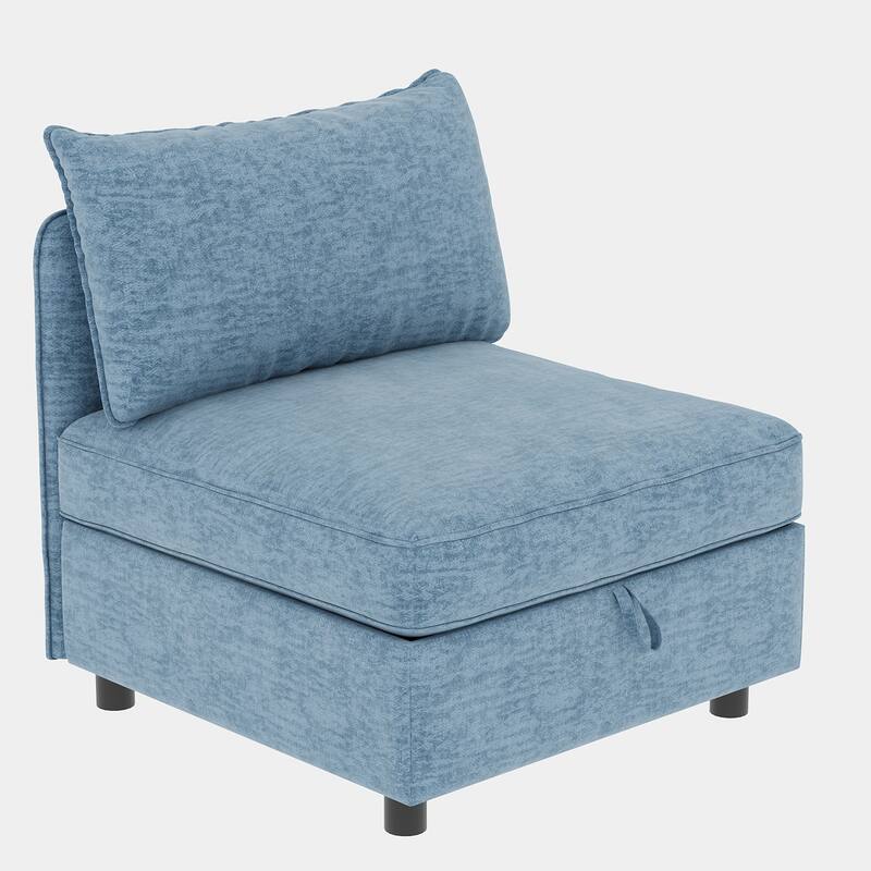 68" Loveseat Sofa with Storage Upholstered Sectional Sofa Chenille Cloud Couch with 2 Ottoman, Sleeper Sofa Bed for Small Spaces