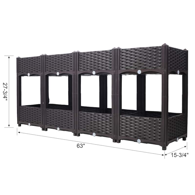 Modern Minimalist Garden Bed with Drainage Plug Raised Bottom Drainage Holes, for Vegetable Flower Herb Outdoor - 8' x 10'