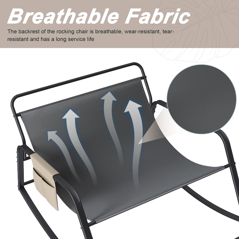Rocking Chair with Storage, Cushions & Armrests