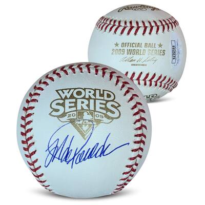 Jorge Posada Autographed 2009 World Series Signed Baseball JSA COA With UV Display Case - 8'6" x 11'6"