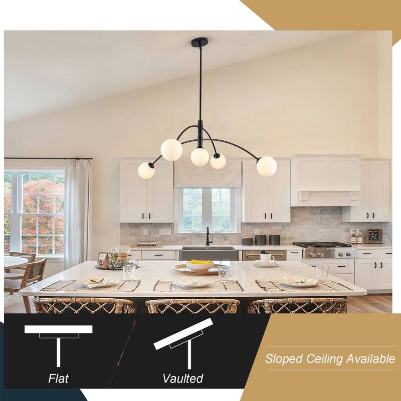5 - Light Dimmable Modern Linear Globe Chandelier