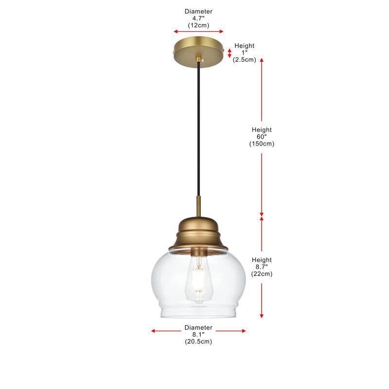 1-Light Pendant with 8 inch Clear Glass
