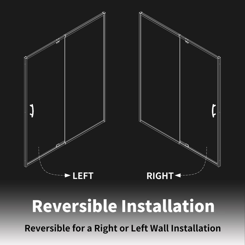 Modland 42''/48''/54''/60''W x 71''H Frameless Pivot Swing Shower Door Enclosure with 1/4" SGCC Tempered Glass Door