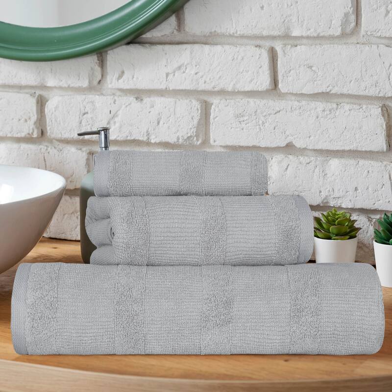 Quick-Dry Ribbed 3-Piece Cotton Towel Set by Superior