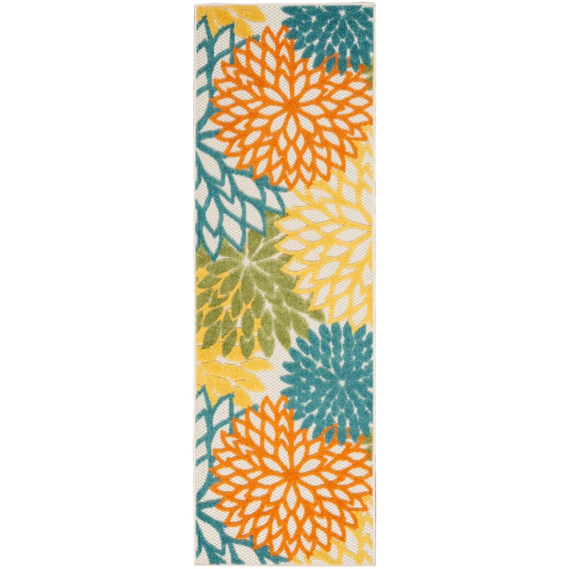Nourison Aloha Floral Modern, Indoor/Outdoor Area Rug - 2'3" x 8' - Turquoise/Multicolor