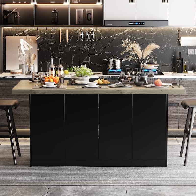 Modern Kitchen Island - Storage Cabinet, Large Countertop, Prep Station