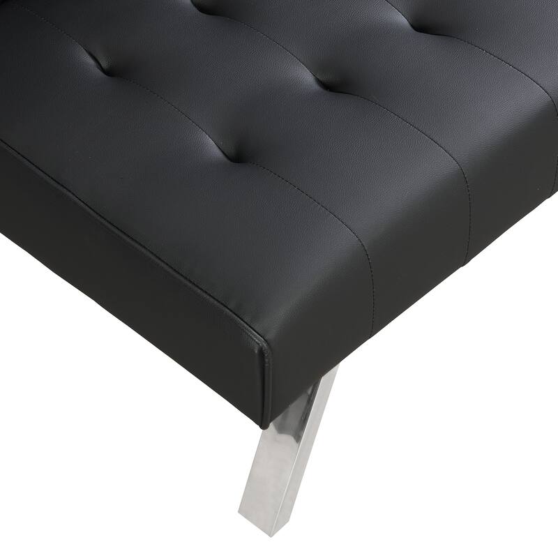 Multifunctional Black Leather Sofa Bed, 67x41x32 inches