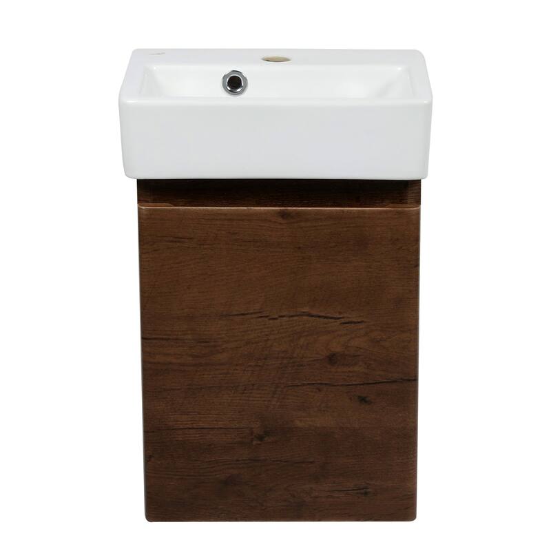 Modern Wall-Mounted Bathroom MINI-Vanity with Washbasin | Comfort Collection No Mirror - Rosewood - Matte