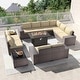preview thumbnail 9 of 125, Kullavik 13 Pieces Outdoor Patio Furniture Set with Fire Pit Table w/ Wide Armrests