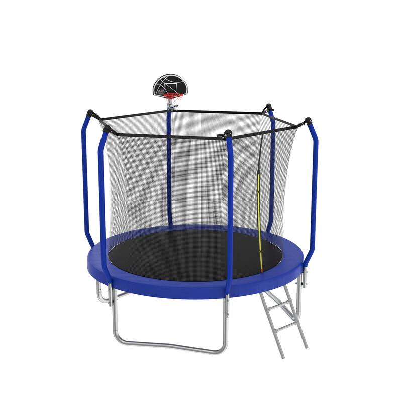 Trampoline with Basketball Hoop, Outdoor Trampoline with Enclosure Net