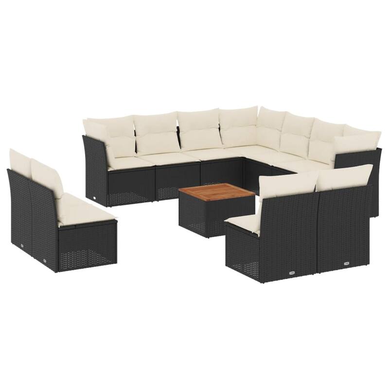 vidaXL Patio Sofa Set with Cushions Outdoor Furniture 12 Piece Poly Rattan - 24.4 x 24.4 x 27.2