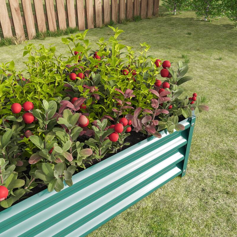 GDFStudio - Large Oval Metal Raised Garden Bed for Vegetables, Flowers, and Plants, Outdoor Backyard Planter Box