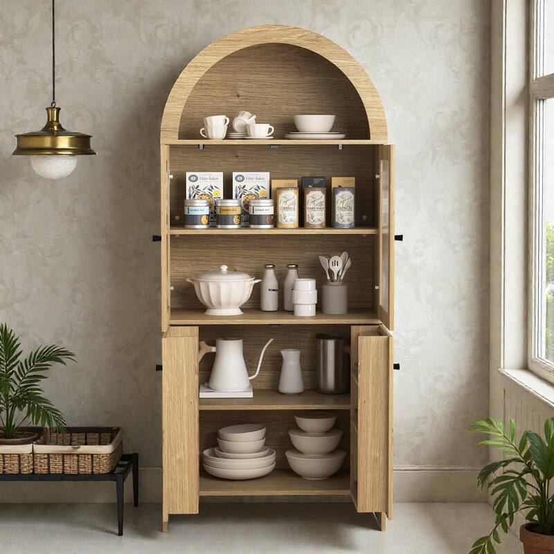 Modern MDF Dome Cabinet with LED Lighting, Tech Inspired Snack Storage Display Cabinet for Home