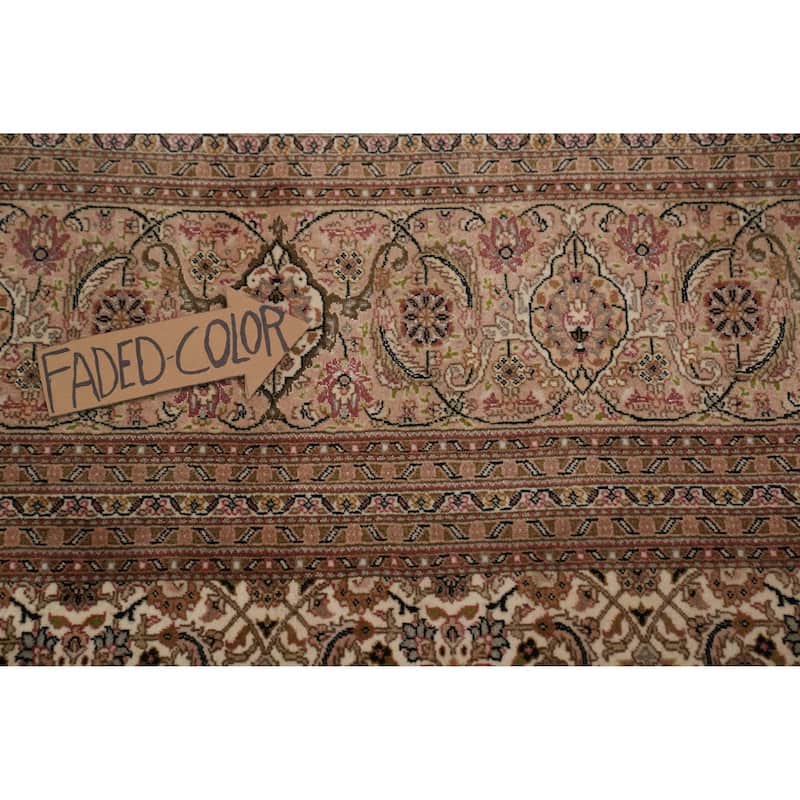 Hand Knotted Oriental 100% Wool Carpet Traditional Floral Beige & Ivories Tabriz Area Rug - 8' 2'' X 8' 2''