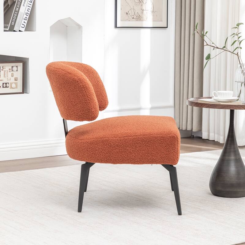 SEYNAR Modern Armless Faux Sherpa Accent Chair with Metal Legs