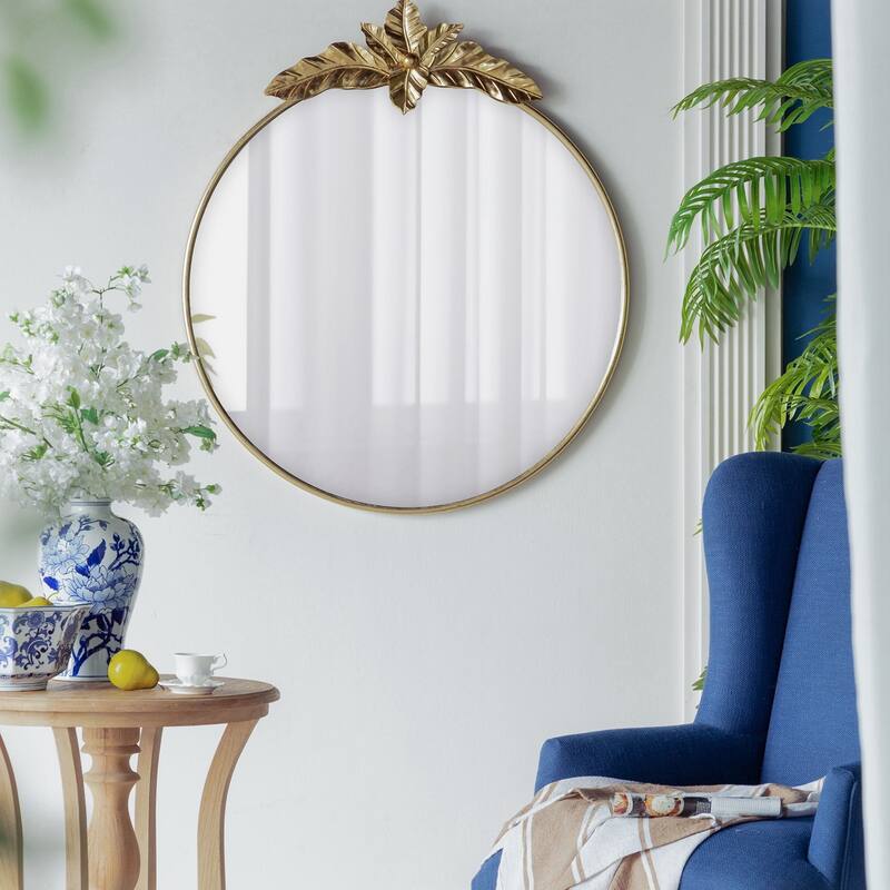 36" x 41" Large Round Wall Mirror with Gold Metal Frame