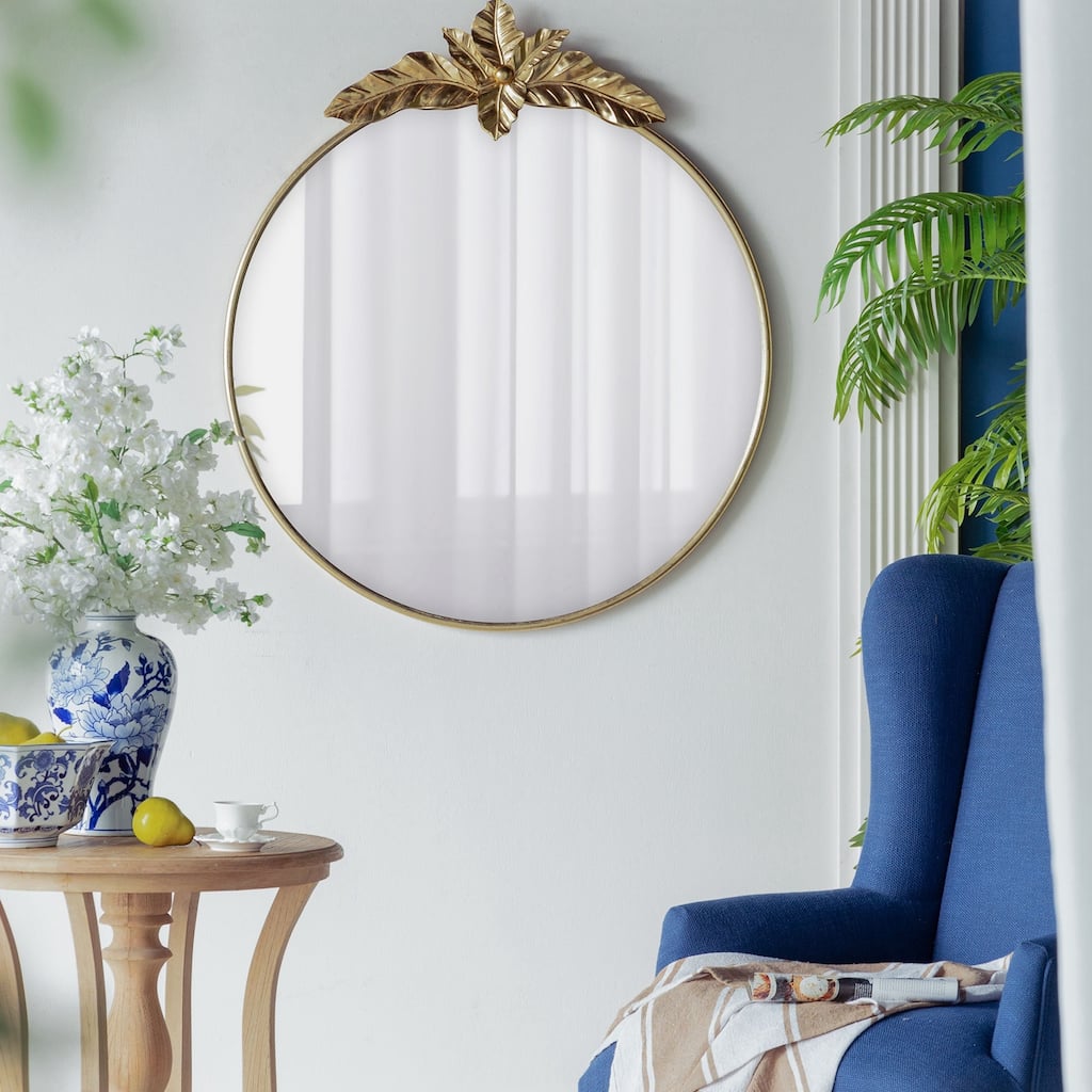 36" x 41" Large Round Wall Mirror with Gold Metal Frame