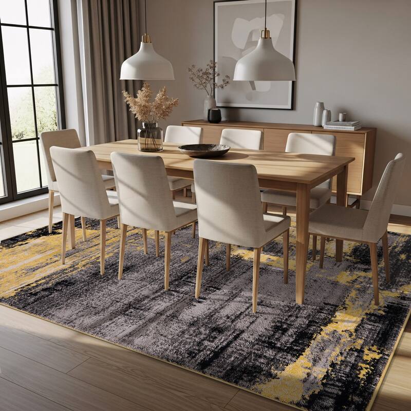 World Rug Gallery Modern Abstract Design Black Area Rug