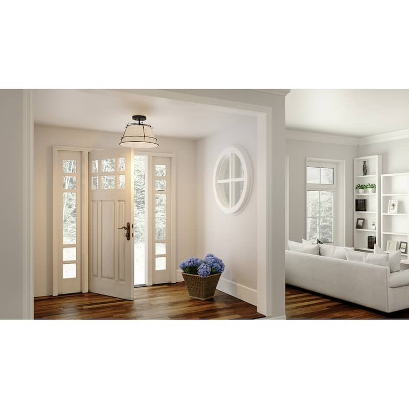 Quoizel Semi-Flush Mount 1-Light Semi-Flush Mount in Matte Black