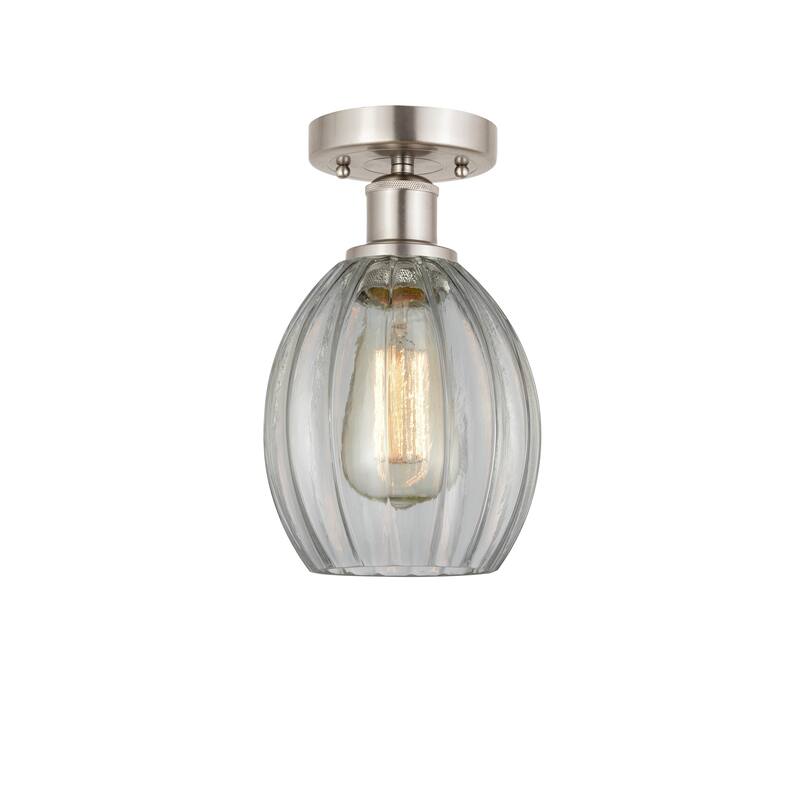 Innovations Lighting Eaton - 1 Light 6" Semi-Flush Mount - Clear/Brushed Satin Nickel