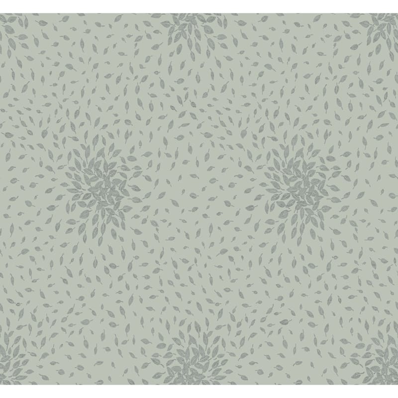 Fillmore, Petite Leaves 26.9' L X 27" W, Wallpaper Roll - Eucalyptus & Silver