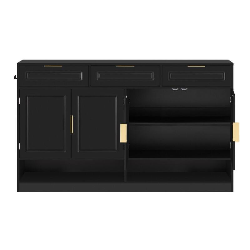 Farmhouse 59.1" Sideboard Cabinet with 3 Drawers and Open Shelf for Dining Room, Living Room, Entryway