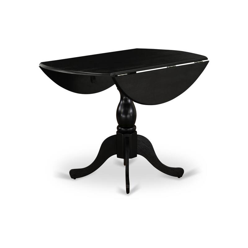 East West Furniture Dublin Modern Kitchen Table - a Round Dining Table Top with Dropleaf & Pedestal Base, (Finish Option)