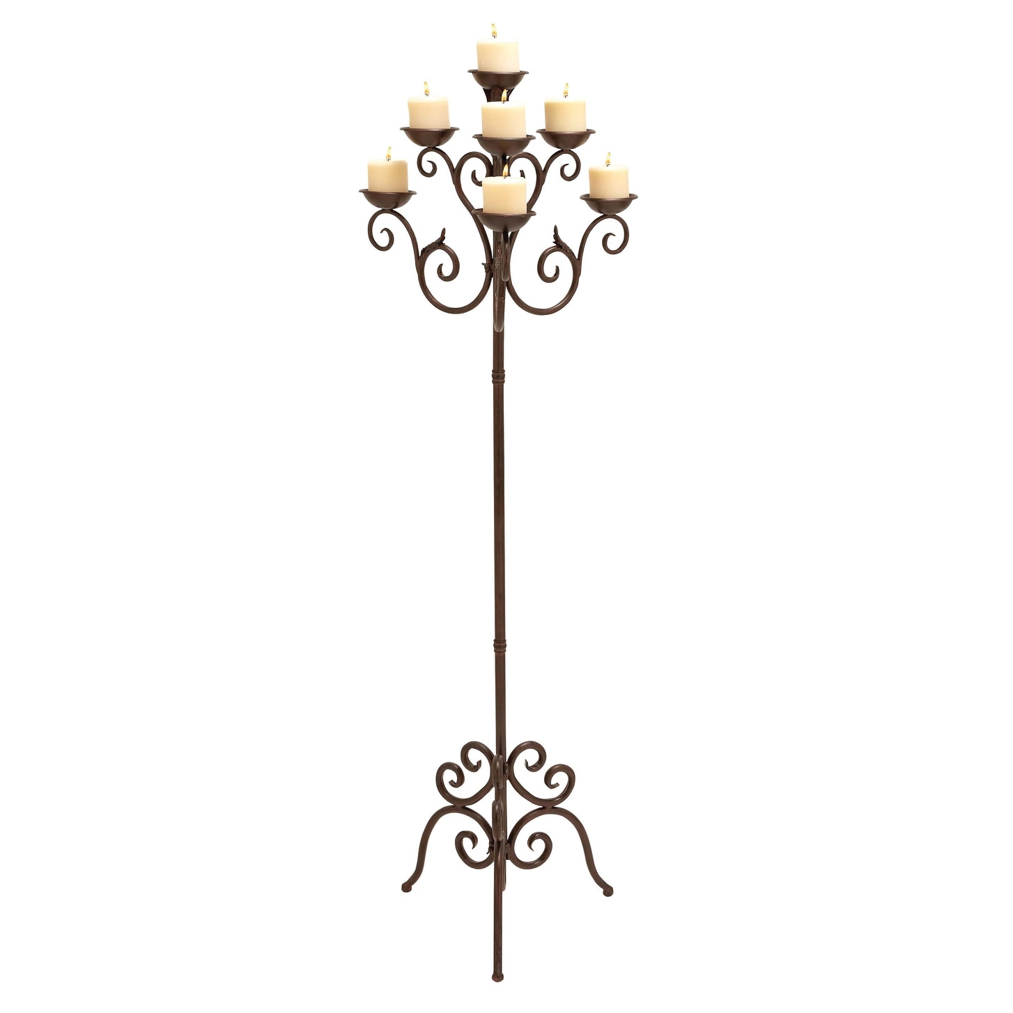 Roche River Decor - Metal Scroll Tall Candelabra - Brown - 19"W x 19"L x 61"H