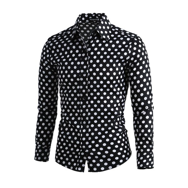 black and white polka dot long sleeve shirt