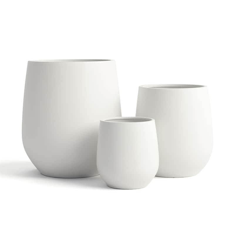 DTY Signature Mount Wilson 1-Piece Fiberstone Tapered Planter for Indoor/Outdoor, Black - Large - White